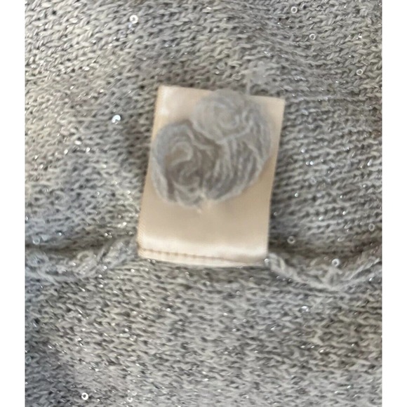 Anthropologie Knitted & Knotted Sweater Women Small Gray Open Knit Shimmmer Boho - Picture 10 of 10